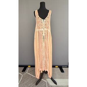 Free People Boho sleeveless cardigan layer - Size S Lace Fringe Festival Western